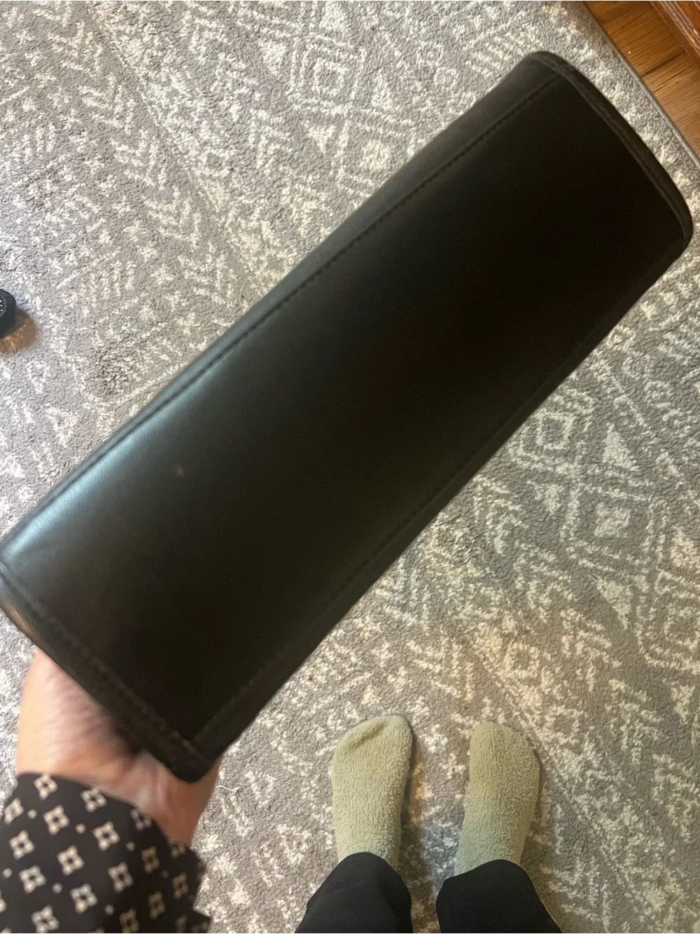 Fossil Black Leather Tote with Gold Hardware and Adjustable Strap - Picture 5 of 14